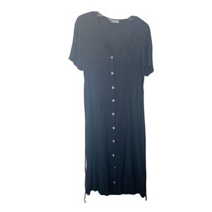 Clientele long button up back tie dress black Size 9